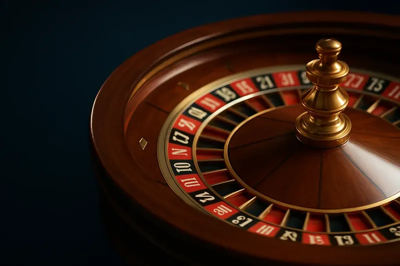 Close-up of live roulette wheel spinning in elegant casino lighting